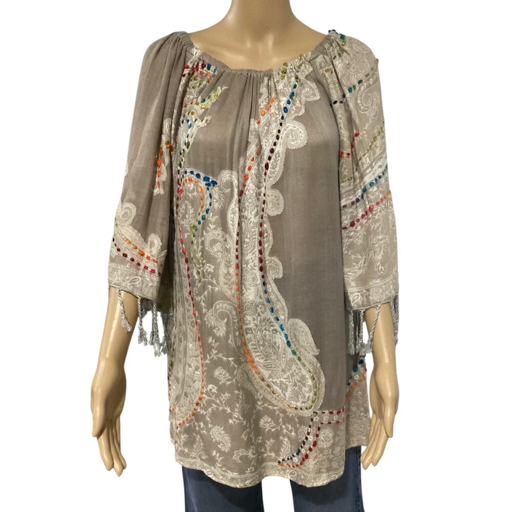 Avani Del Amour blouse eclectic bohemian paisley tunic blouse size S